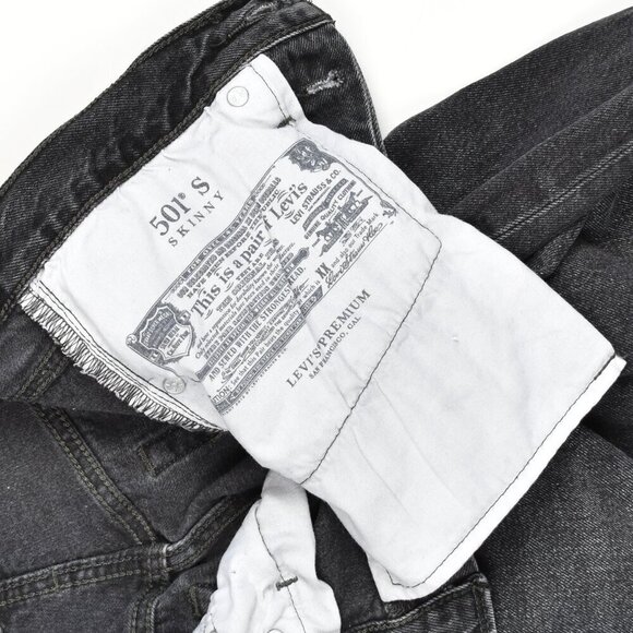 Levi's 501 Skinny Distressed Jeans Black Stick - 26 - Picture 11 of 11
